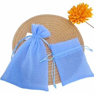 Pochette de rangement plissée en polyester durable à rayures avec cordon de serrage, compartiment de voyage, sac cadeau cosmétique - Product Image 2