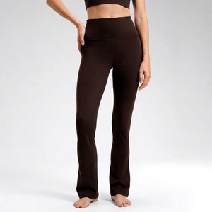 STONEX <b>Women</b> High Waist <b>Boot</b> Cut Leggings Solid Color Side Stripe Sporty Yoga Pants Breathable Knitted Full Length <b>Summer</b> - Product Image 1