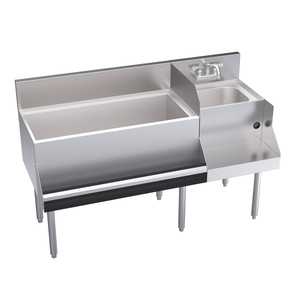 Poste de travail sous-bar avec bac à glace intégré plaque froide et évier de décharge sur le côté droit/gauche - Product Image 5