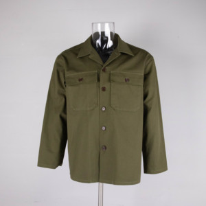 Vente en Gros Col Cubain <span class=keywords><strong>Manches</strong></span> <span class=keywords><strong>Longues</strong></span> Surdimensionné Vert Haute Qualité 100% Coton Chemises de Travail pour Hommes - Product Image 3
