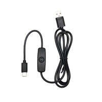 Kabel pengisi daya mobil, USB 2.0 ke USB C Male dengan saklar On/Off tembaga murni cepat 3A 1m untuk Ponsel Power Bank