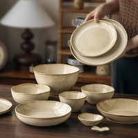 Vaisselle en céramique vintage, plats de forme irrégulière déformés au four, assiettes en porcelaine, bols, assiettes à sushi/sashimi/steak, hôtels