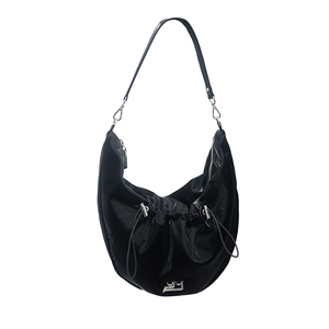 <b>Top</b> Quality Korean Brand Roomy Everyday Bag Glossy Black Sophia Tote With Adjustable <b>String</b> Closure And Detachable Straps - Product Image 4