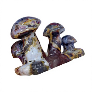Escultura de Hongo de Ágata Mexicana Natural, Tallada a Mano, Grupo de Hongos de Cristal Pulidos para Decoración de Escritorio y Colección - Product Image 4