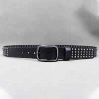 Ceintures en cuir pour hommes, ceinture authentique pour jeans, ceinture cloutée style punk rock avec pointes coniques, accessoire de taille pour le quotidien et le streetwear