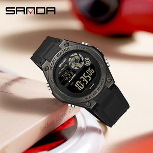 SANDA 9098 นาฬิกาข้อมืออิเล็กทรอนิกส์แบบมินิมอลลิสต์สำหรับเล่นกีฬา นาฬิกากันน้ำแบบนับถอยหลังเรืองแสงสำหรับกิจกรรมกลางแจ้งของนักเรียน - Product Image 3