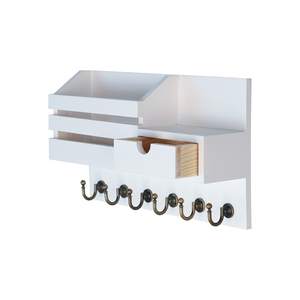 Multipurpose Modern Eco-Friendly Wood Storage Rack Wall-Mounted <b>Shelf</b> <b>Hooks</b> for Kitchen Living Room Bathroom Jewelry - Product Image 1