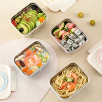 Boîte à lunch coréenne mignonne en titane pur 550 ml avec couvercle en plastique, écologique, réutilisable, compatible micro-ondes, pour la conservation, le camping en plein air