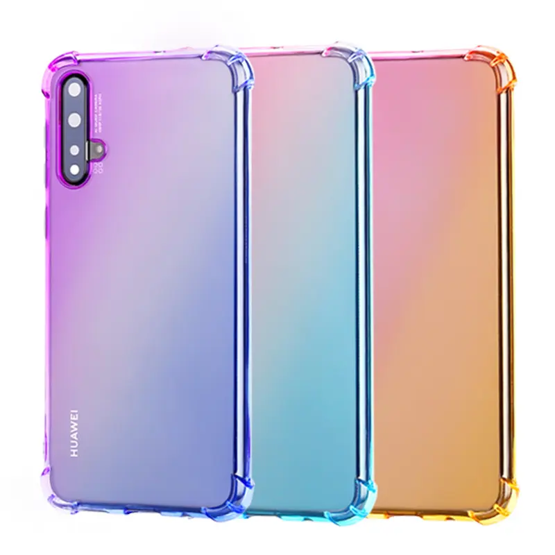 For Huawei Nova 5 Crystal Clear TPU Case Gradient Color Slim Shockproof Soft Flexible Bumper Air Cushion Protective Cover