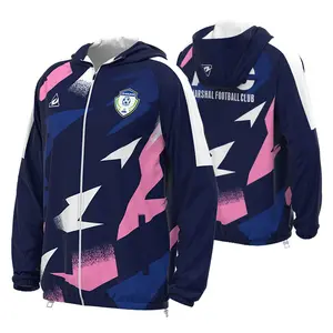 Custom High Quality Sublimation Polyester Soccer Windbreaker Jackets For Men Football Team Windbreaker Jackets Tracksuit