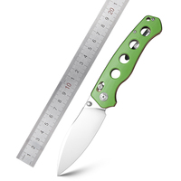 Couteau de poche 14C28N, manche vert G10, lame à pointe tombante, verrouillage à barre transversale, pour le camping en plein air, la randonnée, le EDC, couteau pliant