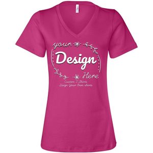 INK STITCH 6405 Camisetas relajadas con cuello en V impresas personalizadas para mujer Bella Canvas Design Your Own - Product Image 5