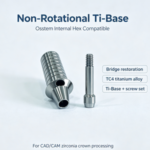 Base de Titanio <span class=keywords><strong>CAD</strong></span> CAM Dental No Rotacional Compatible con Osstem TS Hexagonal Interno para Retención de Puentes con Tornillo - Product Image 1