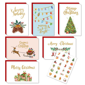 Tarjeta de regalo de impresión personalizada para regalos del día de Navidad pegatinas de Navidad oro <span class=keywords><strong>con</strong></span> sobre rojo Conjunto Combinado de pegatinas - Product Image 2