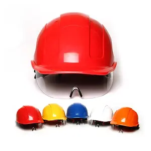 Custom Logo PPE Safety Helmet CE Coal Mining Industrial Vented Abs Plastic High Impact Resistance Blue Hard Hat With Goggles