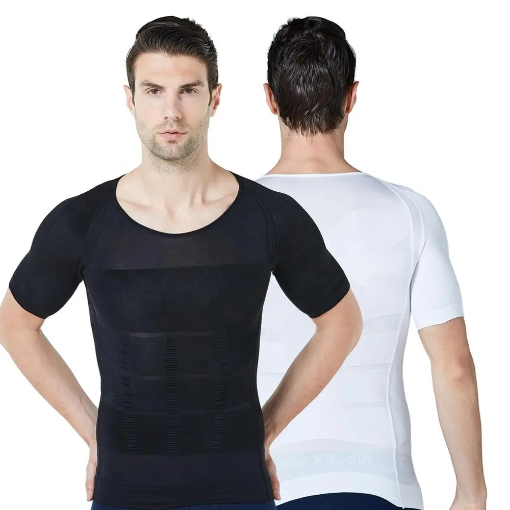 ZEROBODYS W008-paneles reafirmante 70D para hombre, Bodyshaper adelgazante de manga corta