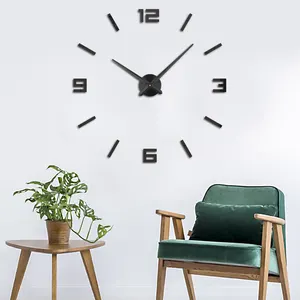 2023 Unique Modern Luxury Design Large Quartz DIY 3D Frameless Clock Acrylic Mirror EVA Sticker Art Home Decor Wall Clocks