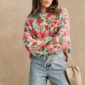 Tùy Chỉnh OEM & ODM Phụ Nữ Của Áo Len Dài Tay Áo Màu Hồng Hoa Màu Ngọc Jacquard Dệt Kim Vòng Cổ Thời Trang Dệt Kim Áo Len Phụ Nữ - Product Image 3