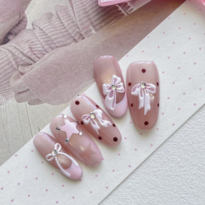 Autocollants pour ongles avec nœud blanc rose, style féminin délicat, autocollants auto-adhésifs pour ongles, ornements mignons pour ongles, pour décoration de manucure en Salon, DIY - Product Image 4