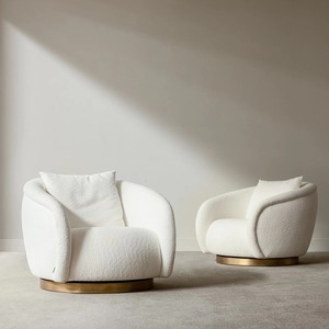 Canapé rotatif <span class=keywords><strong>français</strong></span> moderne rétro en tissu couleur crème nordique pour salon chambre appartement hôtel - Product Image 3