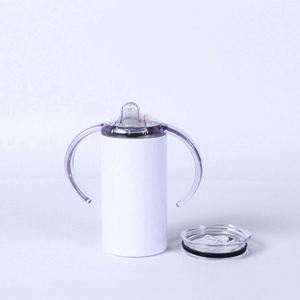 Vaso de sublimación AGH Usa Warehouse, blanco, de 20 oz, con borde de acero inoxidable, base plana, delgado, recto, con tapa. - Product Image 4