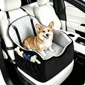 Asiento de coche para perros, cojín de viaje de lujo para mascotas, alfombrilla elevadora para cachorros, conjunto de arnés con cinturón para coche, asiento de coche para perros - Product Image 4