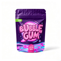 Sachets Mylar personnalisés avec logo, imprimés sur mesure, anti-odeur, refermables, 3,5g, holographiques violets, pour aliments pour bébés et chewing-gums