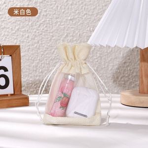 Linen Look Drawstring Window Pouch Soap Bag with Print Logo <b>Lavender</b> <b>Sachet</b> Christmas Gift Storage Bags Made in China - Product Image 4