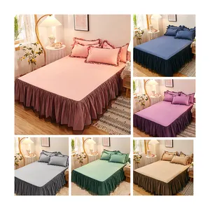 Falda plisada clásica de encaje para cama, faldas de cama de diseño, fundas de sábana