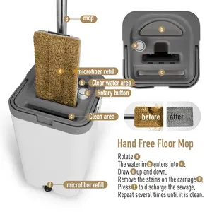 Masthome - Nuevo Trapeador Plano de Microfibra Húmedo y Seco 360 con Cubeta para Limpieza de Pisos, Trapeador Mágico - Product Image 3