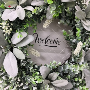 QSLH-WE056 Eucalyptus Greenery <strong>Wreaths</strong> with Poly Deco Mesh Artificial <strong>Spring</strong> <strong>Wreath</strong> for Advent - Product Image 2