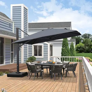 Ombrellone da giardino nero impermeabile protezione solare ombrellone da esterno ombrellone con lucernario esterno sole 8 costole moderno
