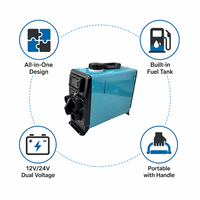 Chauffage de stationnement diesel tout-en-un 5KW 12V 24V avec réservoir de carburant intégré, écran LCD et télécommande pour camion, camping-car et caravane