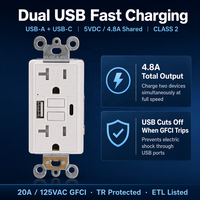 Stopkontak GFCI Anti-Tamper BAREP 20A dengan Pengisian Daya USB-C & USB-A, Stopkontak Dinding Dekoratif untuk Dapur, Kamar Mandi, Garasi, dan Ruang Cuci