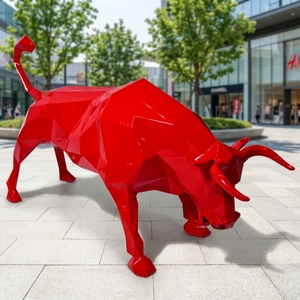 Estatua <span class=keywords><strong>de</strong></span> <span class=keywords><strong>Toro</strong></span> Rojo Geométrica <span class=keywords><strong>de</strong></span> Resina <span class=keywords><strong>de</strong></span> Fibra <span class=keywords><strong>de</strong></span> Vidrio con Forma <span class=keywords><strong>de</strong></span> Animal, 140 cm, 30 kg, para Decoración <span class=keywords><strong>de</strong></span> Interiores y Coleccionismo, Gran Venta 2019 - Product Image 2