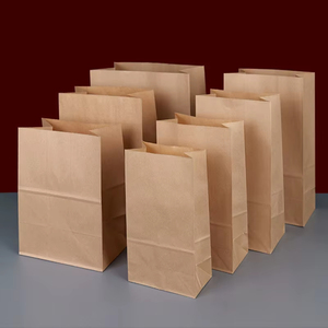 Bolsas <span class=keywords><strong>de</strong></span> Papel Kraft para Alimentos, Panadería, Comida para Llevar, Sushi, Postres, con Fondo Plano, Color Marrón Natural, con Logotipo Estampado en Caliente, Venta al Por Mayor - Product Image 1