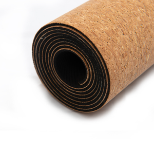 Alfombrilla de corcho antideslizante para Yoga, estera de goma natural con logotipo personalizado, color gris - Product Image 4