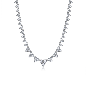 Collier pour femme en or blanc plaqué or et rhodium, avec moissanite, idéal pour un anniversaire ou une soirée de gala - Product Image 1