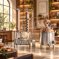 Alambic de distillation domestique 500L en cuivre à reflux pour alcool, whisky, vodka, avec colonne de distillation et chaudière, équipement de distillation domestique