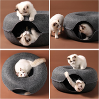 Meow Mansion Large Cat Cave Donut Bed-Lit tunnel pour chat pour grands chats jusqu'à 30lbs