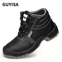 Bottes de sécurité GUYISA imperméables en cuir microfibre résistant à l'usure avec semelle en fer pour hommes, bottes de travail à embout en acier