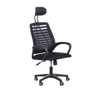 Chaise de bureau exécutive ergonomique moderne à dossier haut en tissu, siège pivotant, hauteur réglable, base en fer, accoudoirs fixes réglables