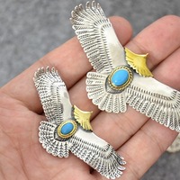 Ensemble de pendentifs aigle tendance et élégant avec turquoise, personnalisé, tendance rétro, pendentif indien, style hip-hop