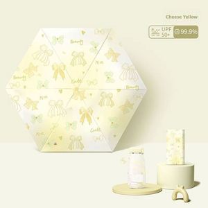 Paraguas Plegable de Bolsillo Mini para Adultos, Diseño de Mariposa, Seis Pliegues, Plástico Negro, Protección Solar y contra la Lluvia - Product Image 1