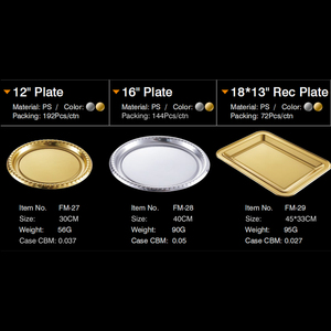 XUELI <span class=keywords><strong>Vaisselle</strong></span> jetable écologique Assiettes en <span class=keywords><strong>plastique</strong></span> de service plaquées or et argent pour la restauration et les fêtes - Product Image 6