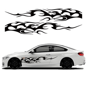 2 pegatinas de PVC impermeables y resistentes a los arañazos con diseño de llamas para decoración elegante de coches - Product Image 1