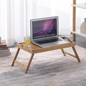 Bamboo Folding Tray Table Rectangle Portable Tea Serving <b>Desk</b> For Floor Use - Product Image 3