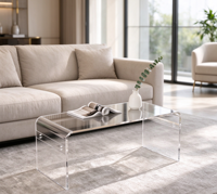 Table basse moderne en acrylique transparent, design cascade, table d'appoint en lucite transparente, mobilier de salon, vente en gros