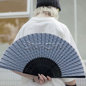 <b>Personalized</b> 21cm Custom Folding Silk Bamboo Hand <b>Fans</b> - Product Image 2