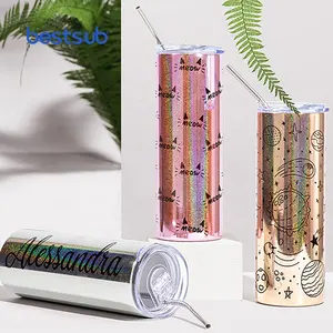 Valentines Day Gift Sublimation Blanks 20oz 600ml Sublimation Stainless Steel Metallic Plated Glitter Skinny Tumbler Blanks